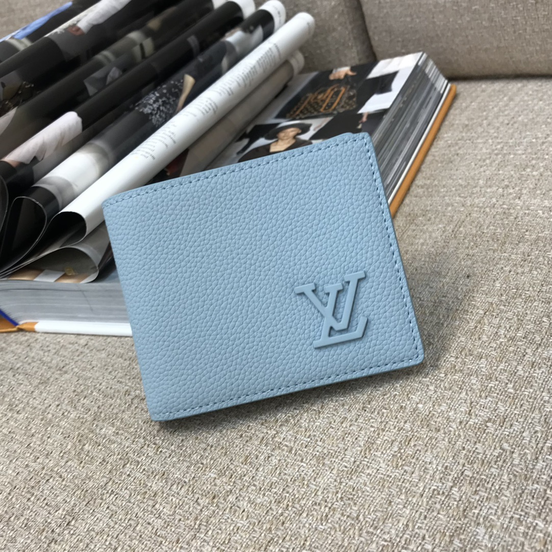LV Wallet Full Zip Leather Trim Gold Hardware Multi Compartment Long Wallet - Top Quality