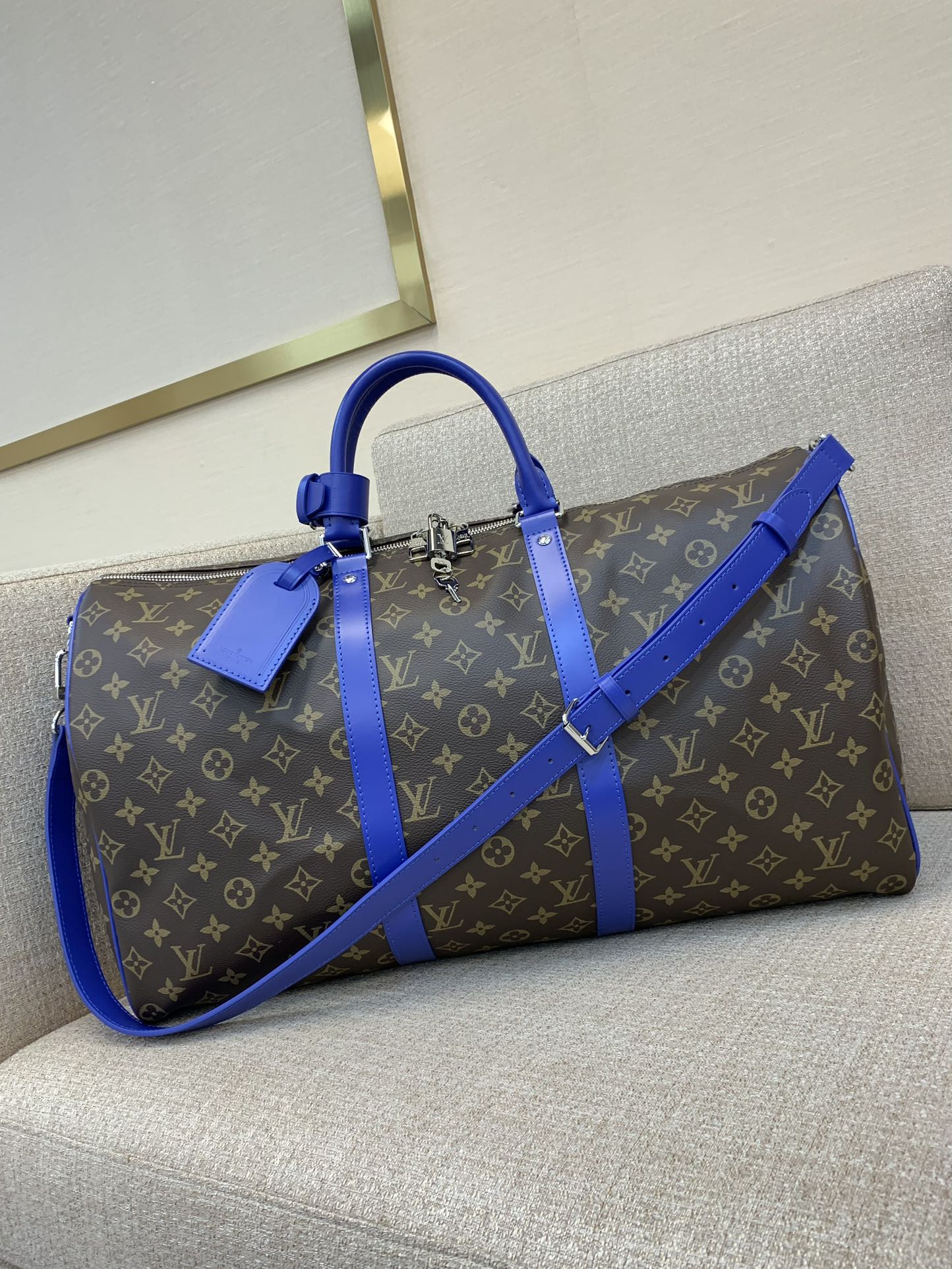 LV Keepall Bandoulière 50 トラベルバッグ Monogram Tonesシリーズ 秋の色彩 縦型LVロゴ 取り外し可能なショルダーストラップ 大容量-トップクオリティ