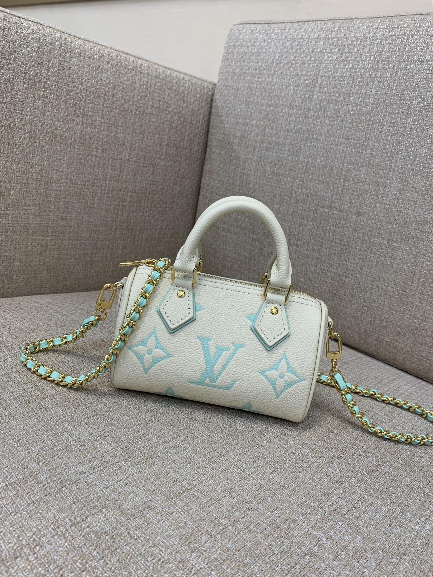 LV Nano Speedy handtas Monogram Empreinte reliëf zacht korrelig leer handgreep afneembare leren geweven ketting handtas crossbody - topkwaliteit