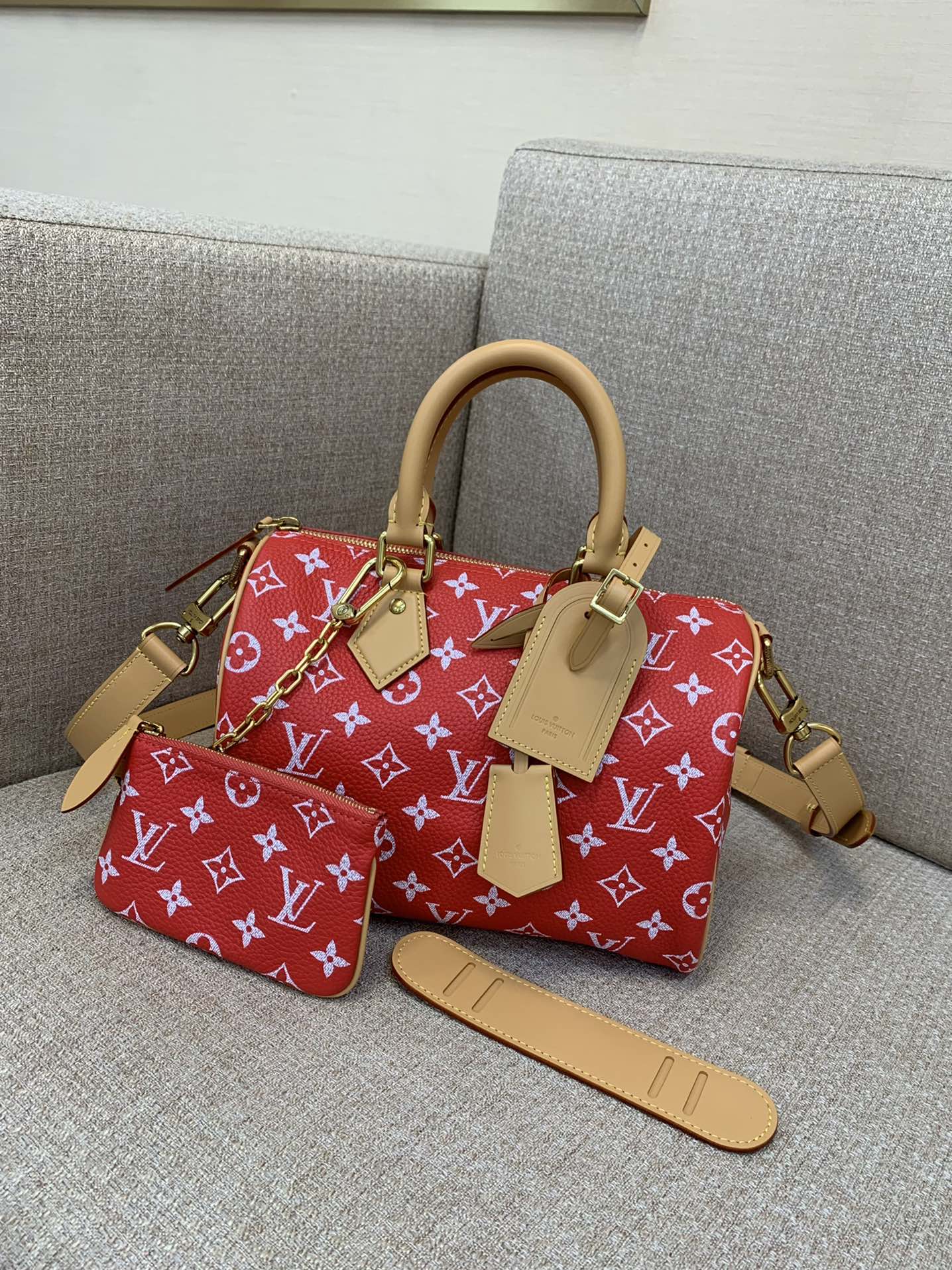 LV Speedy Bandoulière 25 Handbag Monogram Print Calf Leather Polished Metal Hardware Sheepskin Lining Handheld Crossbody - Top Quality