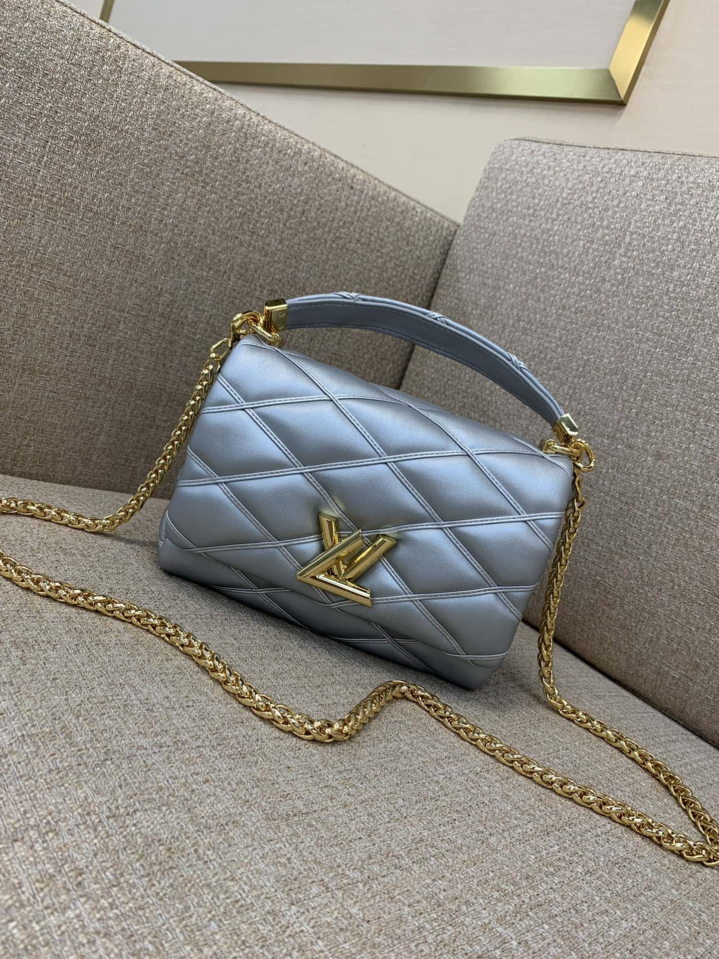 LV GO-14 middelgrote handtas quilting lamsleer bakproces LVT twist lock afneembare schuifketting leren handgreep handtas crossbody - topkwaliteit