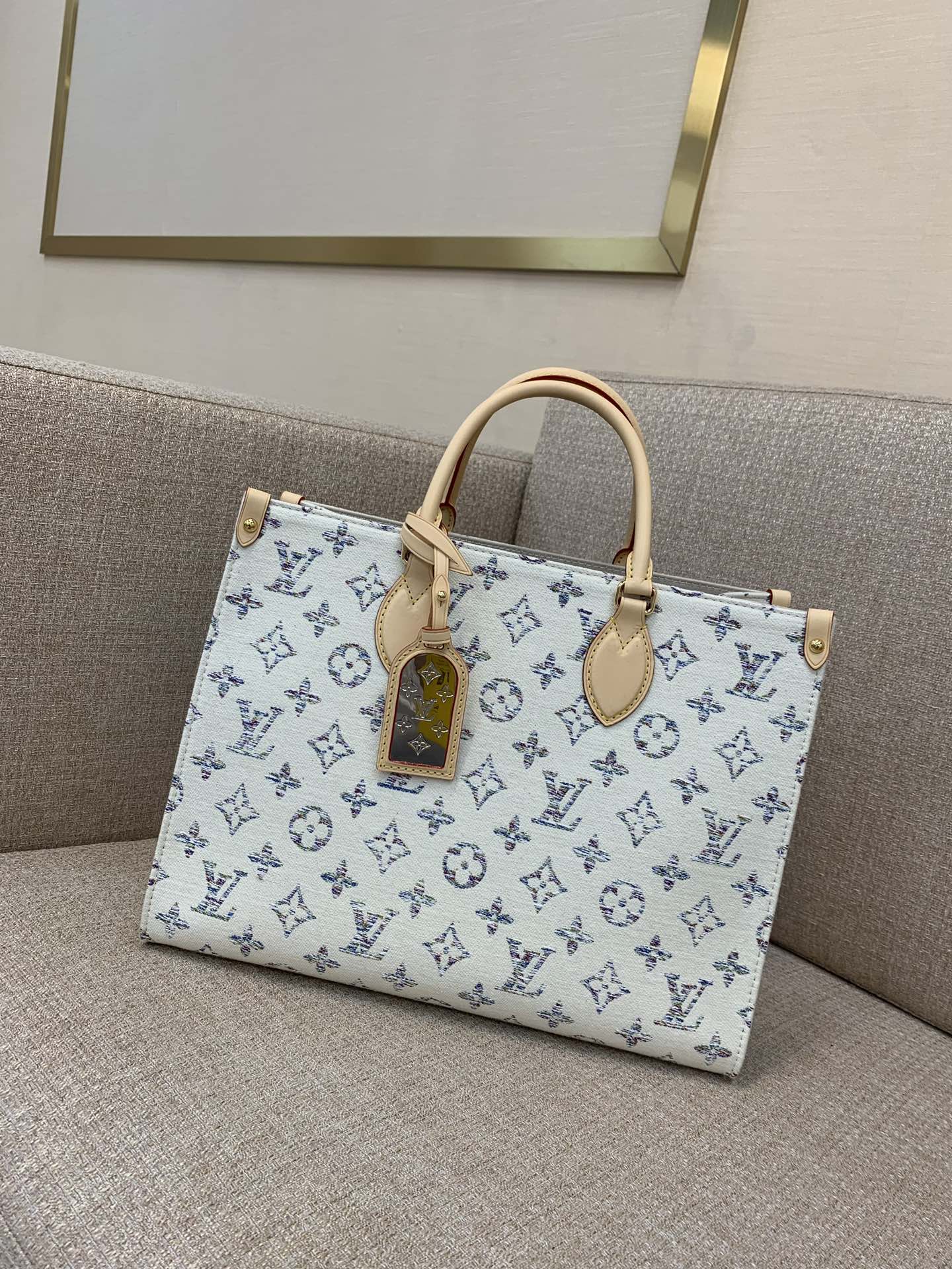 LV OnTheGo MM 토트백 Nautical 시리즈 Monogram 자카드 그라데이션 컬러 이중 코팅 레이저 각인 미러 핸드백 숄더백 - 최상급 품질