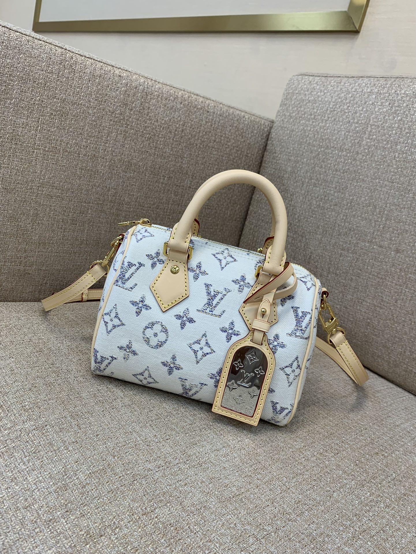 LV Speedy Bandoulière 20 핸드백 Nautical 시리즈 Monogram 자카드 원단 컬러 그라데이션 인비저블 코팅 토트 숄더 크로스바디 - 최상급 품질