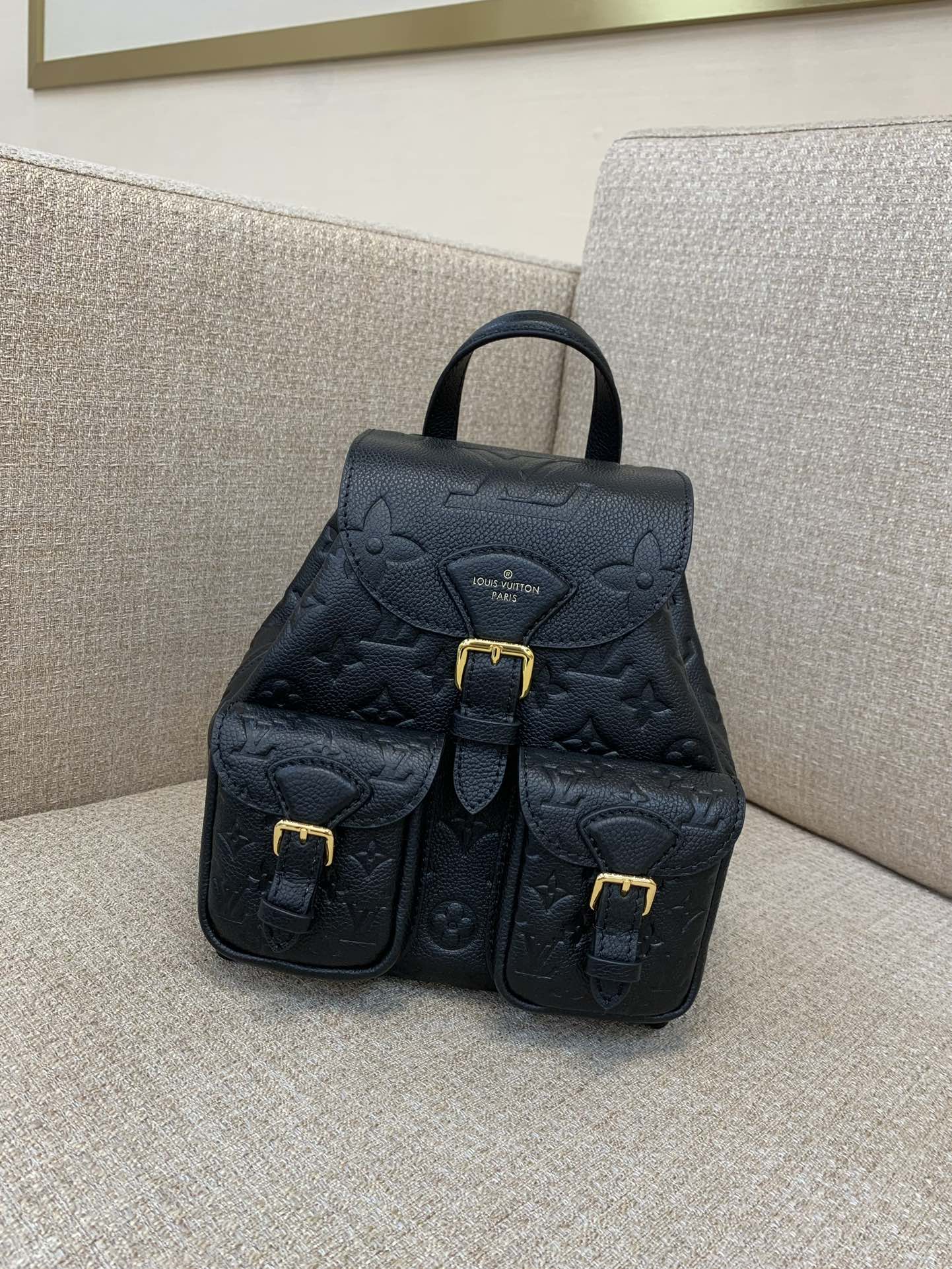 LV Backup заплечная сумка Monogram Empreinte скура з цісненнем рэгуляваныя рамні верхняя ручка плецены ланцужок заплечная аднаплечная ручная празплечная - вышэйшая якасць