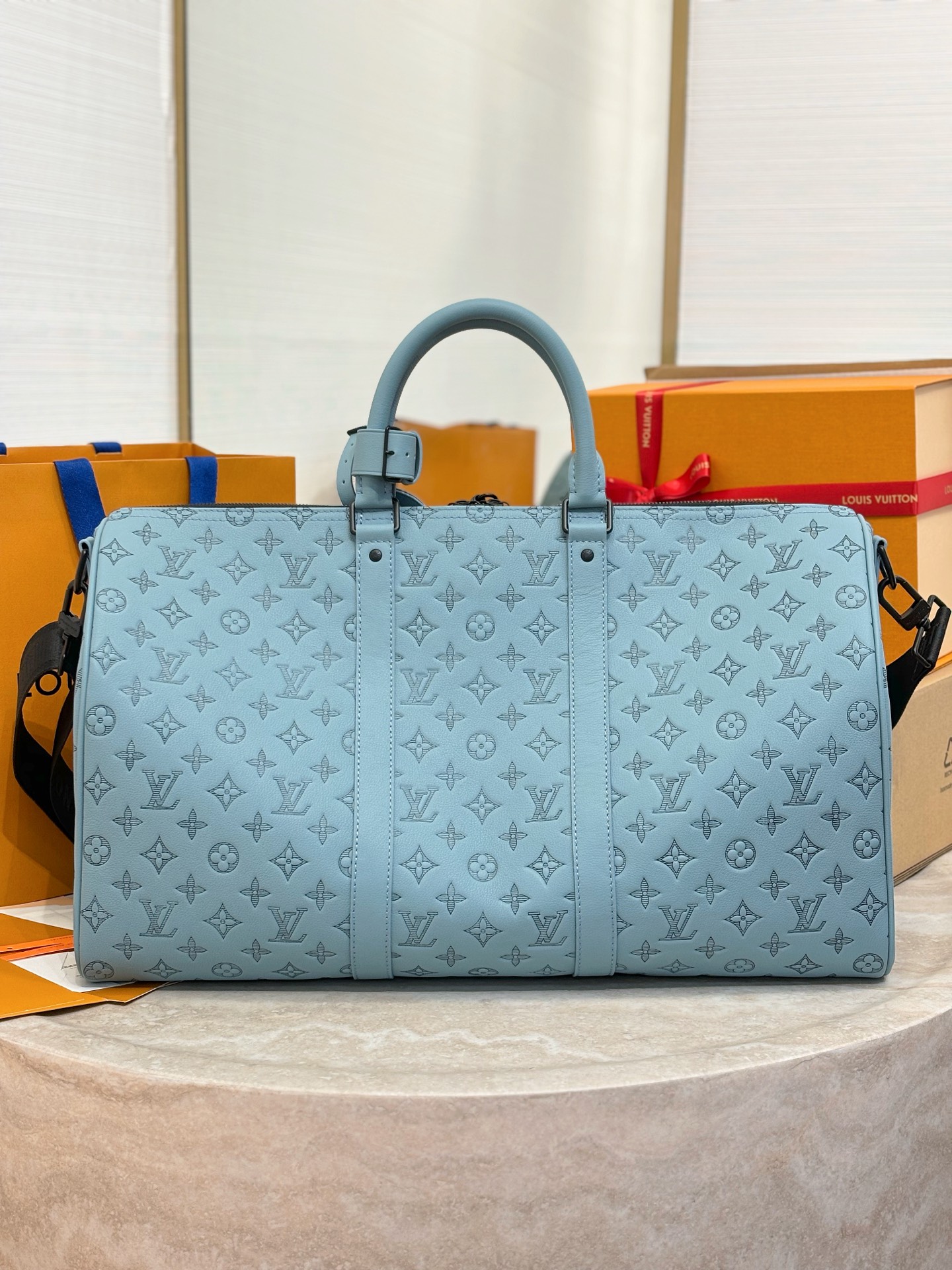 Louis Vuitton Keepall Bandouli re 50 Blue 50 travel