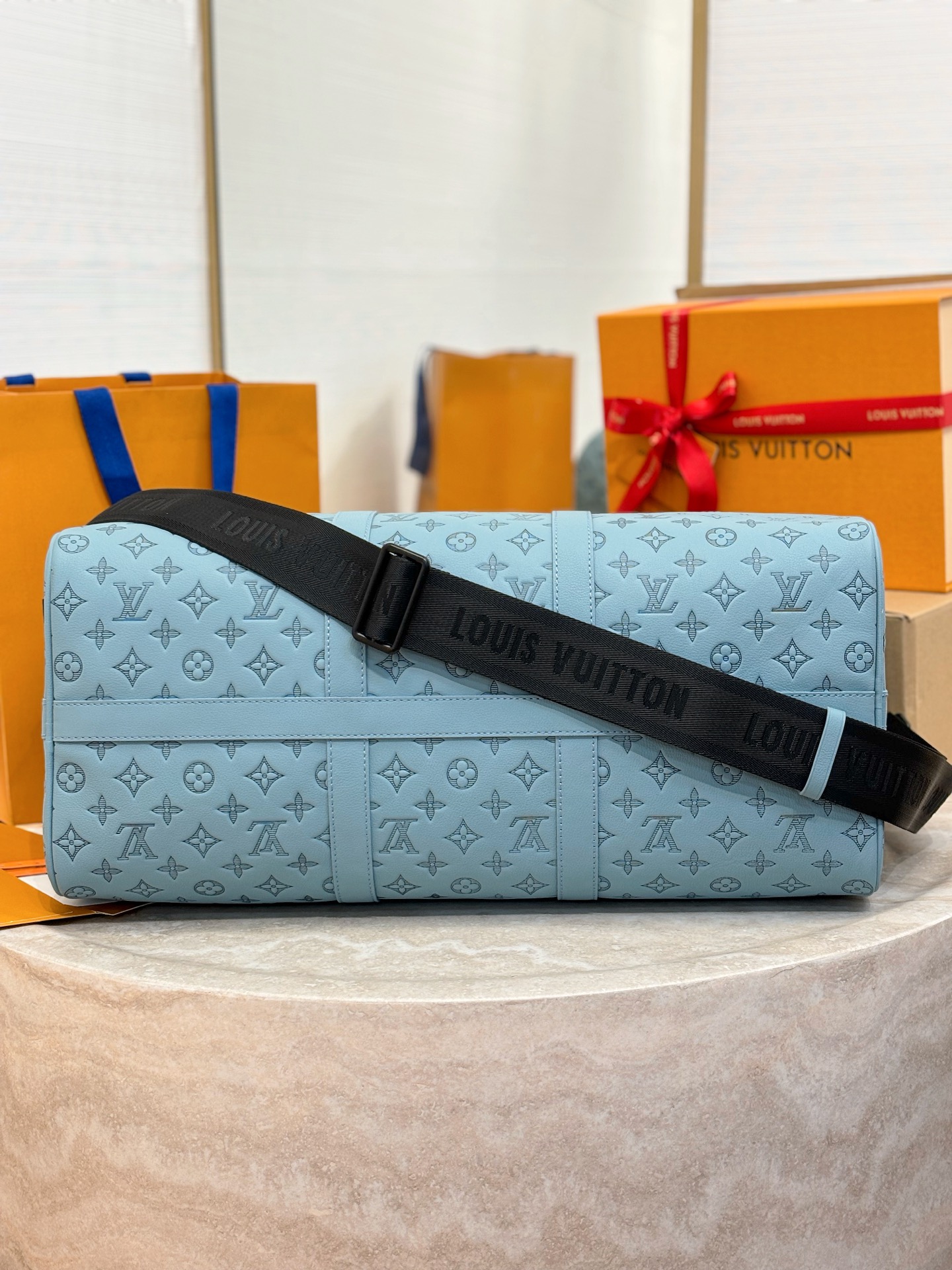 Louis Vuitton Keepall Bandouli re 50 Blue 50 travel
