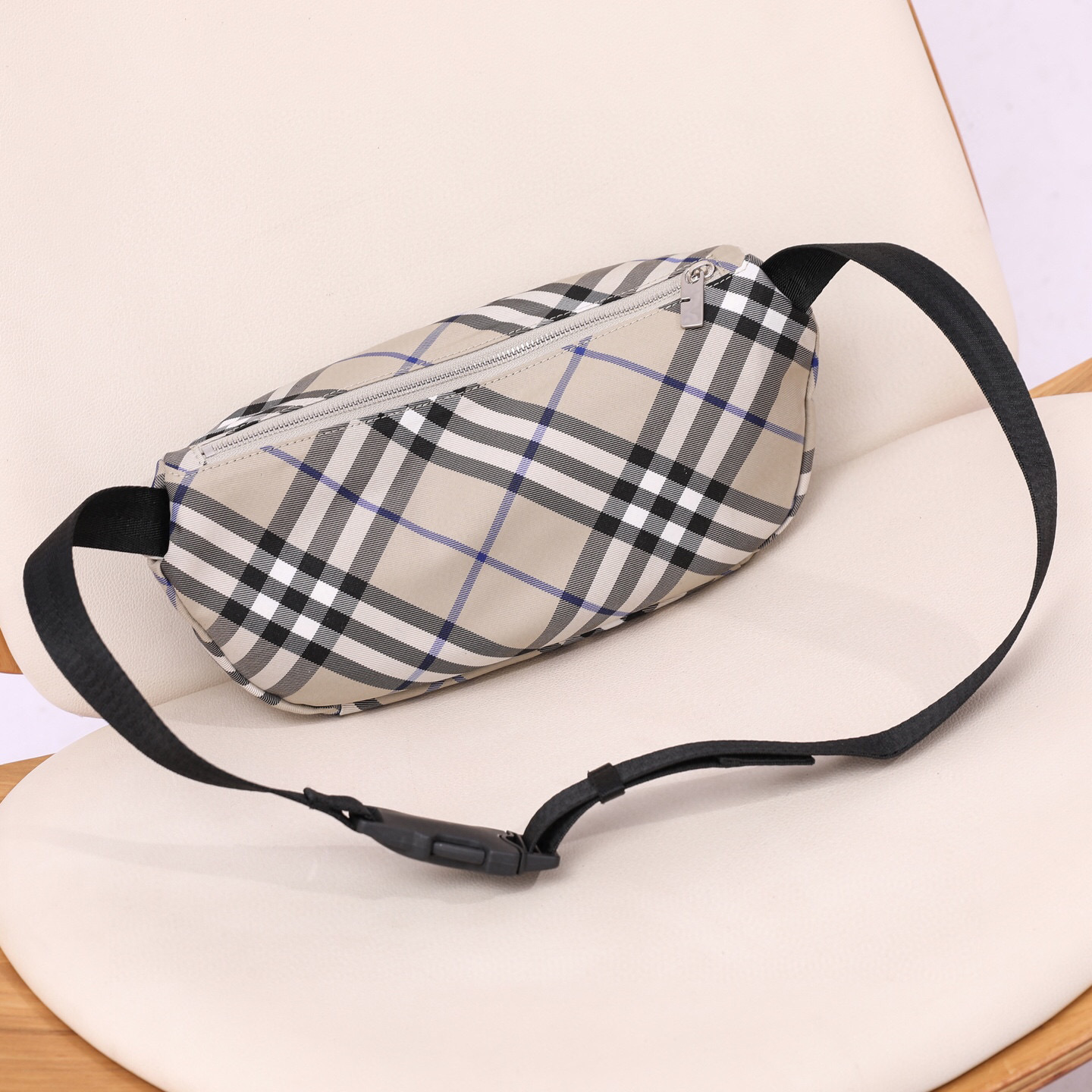 Burberry Canvas Belt Bag with Check Pattern and Adjustable Strap 3 i1744687807602 6563 0 1