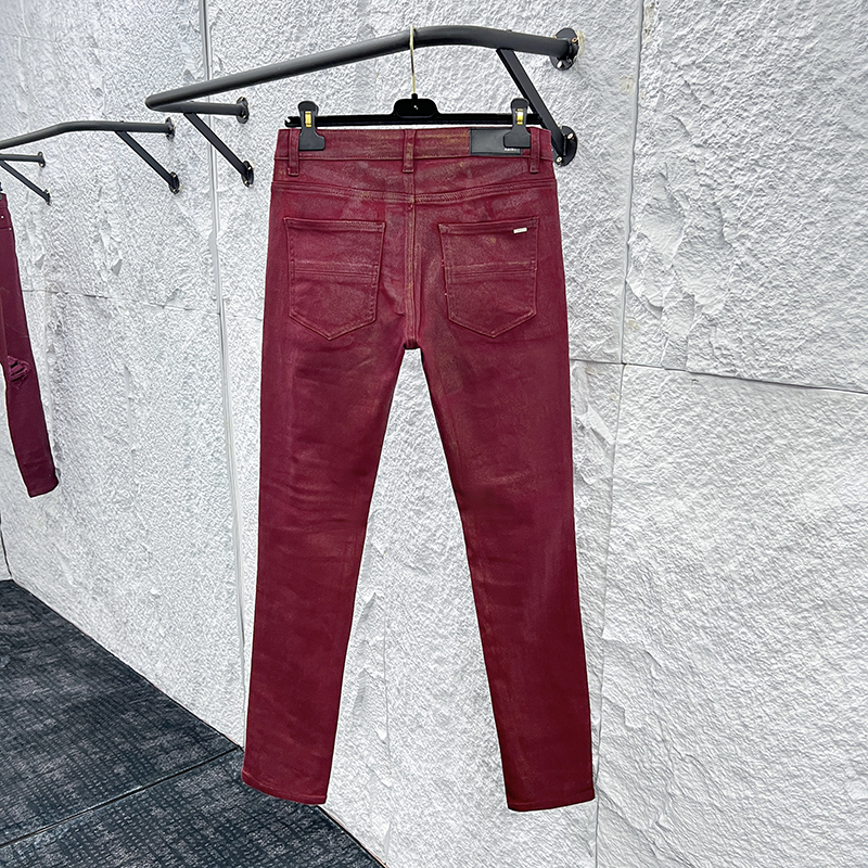 Amiri Burgundy Coated Jeans - Slim Fit, Modern Style, Various Sizes 2 o 1iq82immou71e4sgjm16v41u5c0