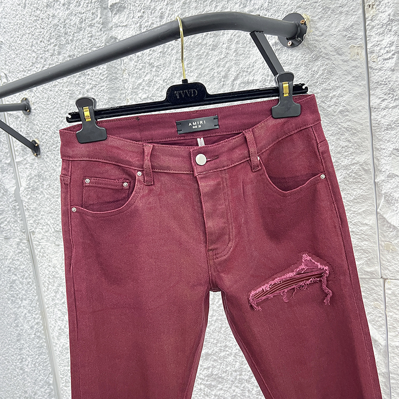Amiri Burgundy Coated Jeans - Slim Fit, Modern Style, Various Sizes 5 o 1iq82immp1fss1301cv51vd0arf3