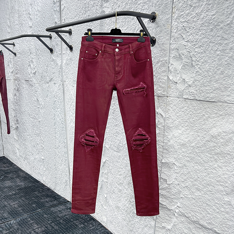 Amiri Burgundy Coated Jeans - Slim Fit, Modern Style, Various Sizes 9 o 1iq82immqbop1nkm1ojq1ujp1amj7