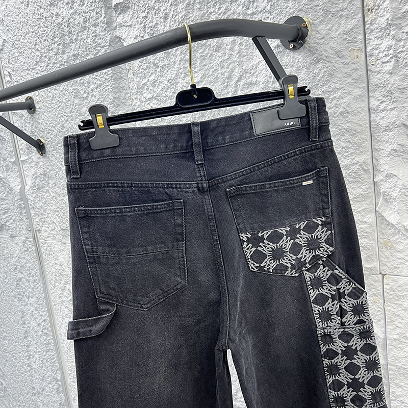 Amiri Men's Black Jeans with Patterned Appliqués - New Style, Various Sizes 5 o 1iq82p2j41315mq810ifj6i1td21