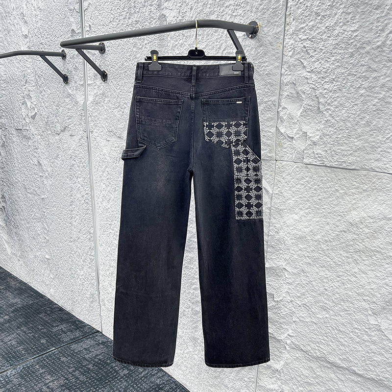 Amiri Men's Black Jeans with Patterned Appliqués - New Style, Various Sizes 3 o 1iq82p2j41b9k1tjfo7l1n1jf6b0