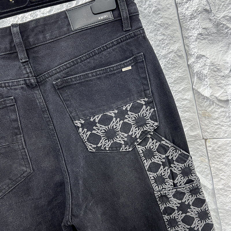 Amiri Men's Black Jeans with Patterned Appliqués - New Style, Various Sizes 6 o 1iq82p2j54n819229ri1mdh7v12