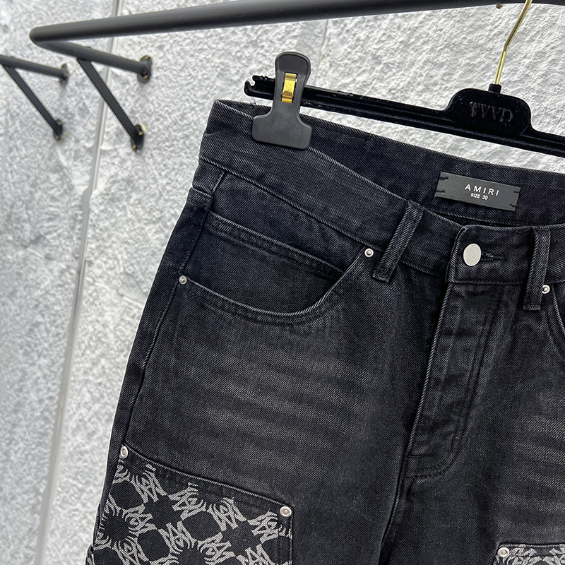 Amiri Men's Black Jeans with Patterned Appliqués - New Style, Various Sizes 8 o 1iq82p2j5i49jqubcq1ffd14nr5