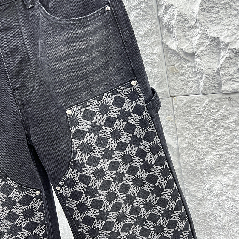 Amiri Men's Black Jeans with Patterned Appliqués - New Style, Various Sizes 9 o 1iq82p2j61deo5q9ht71qji7i06