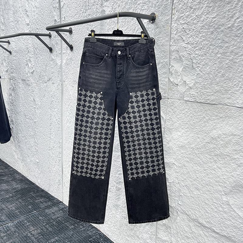 Amiri Men's Black Jeans with Patterned Appliqués - New Style, Various Sizes 2 o 1iq82p2j6ihvkjs1b7o1bc8hhn8