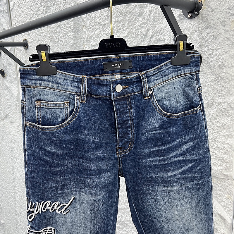 Amiri Men's Blue 'Hollywood' Embroidered Slim Fit Jeans - New Style 4 i1746329158 159 7