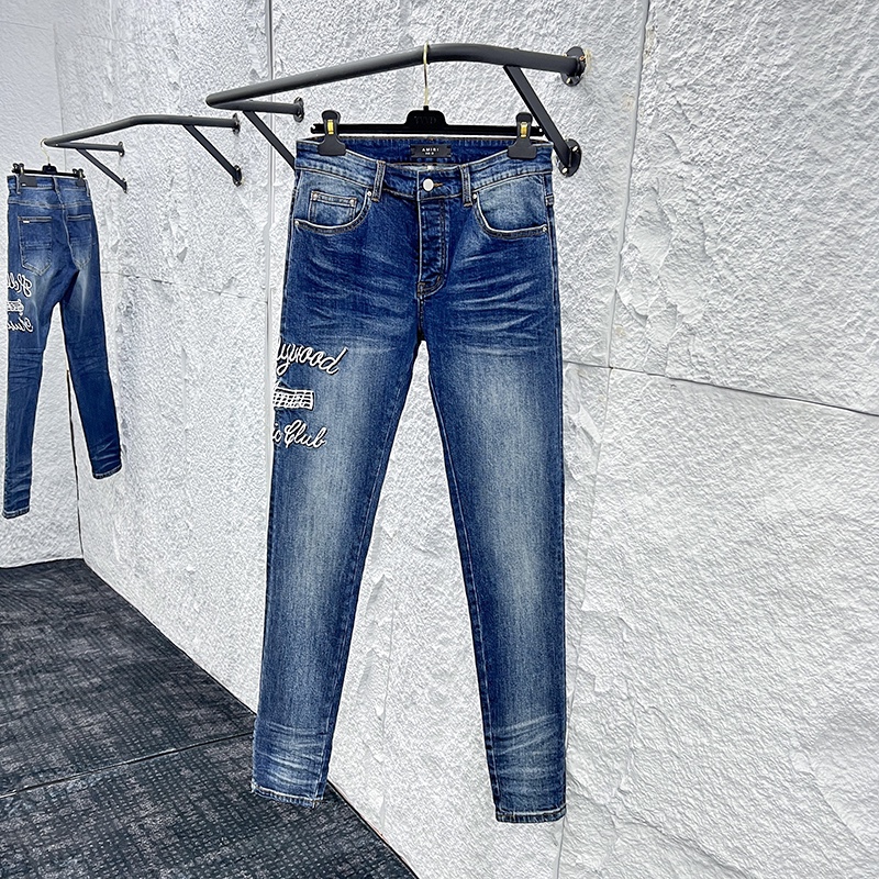 Amiri Men's Blue 'Hollywood' Embroidered Slim Fit Jeans - New Style 2 i1746329158 6355 5