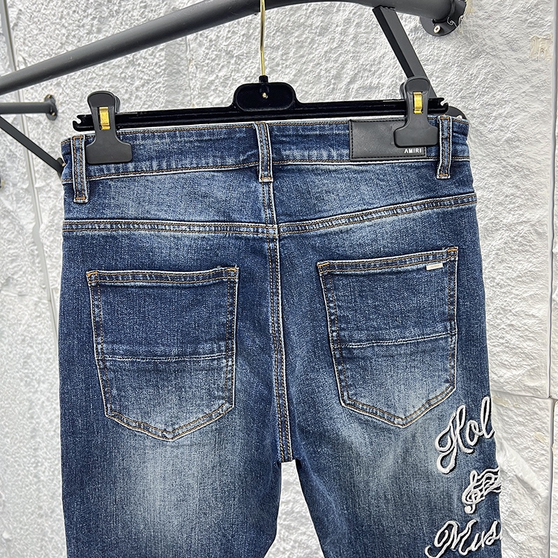 Amiri Men's Blue 'Hollywood' Embroidered Slim Fit Jeans - New Style 8 i1746329158 694 1