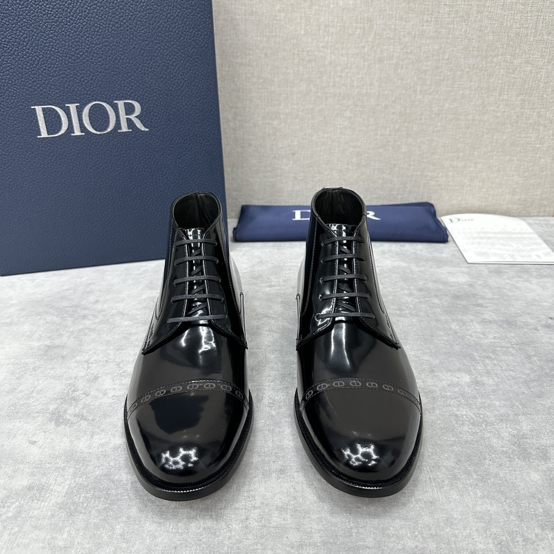 Dior Martin Boots Black Cowhide Genuine Leather Fall/Winter Collection Fashion Casual