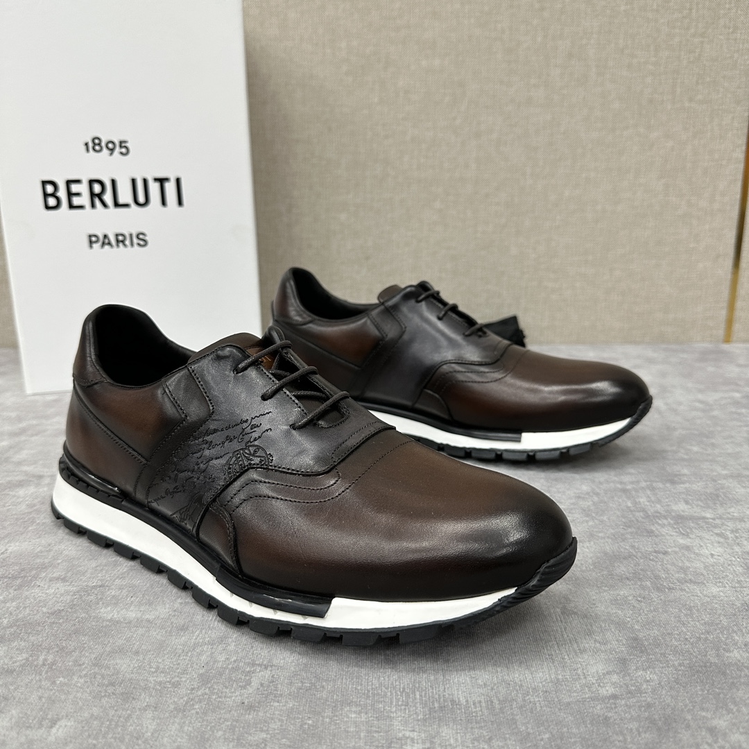 Berlut*布鲁提升级版第三代私模大底FastTrack皮革运动鞋官方11,200最新款男士休闲运动跑