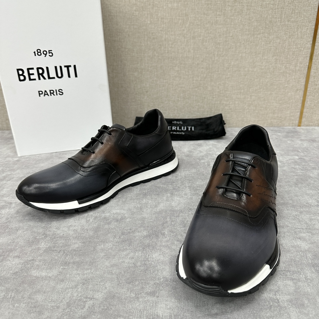 Berlut*布鲁提升级版第三代私模大底FastTrack皮革运动鞋官方11,200最新款男士休闲运动跑