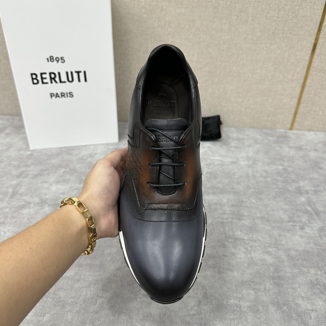 Berlut*布鲁提升级版第三代私模大底FastTrack皮革运动鞋官方11,200最新款男士休闲运动跑