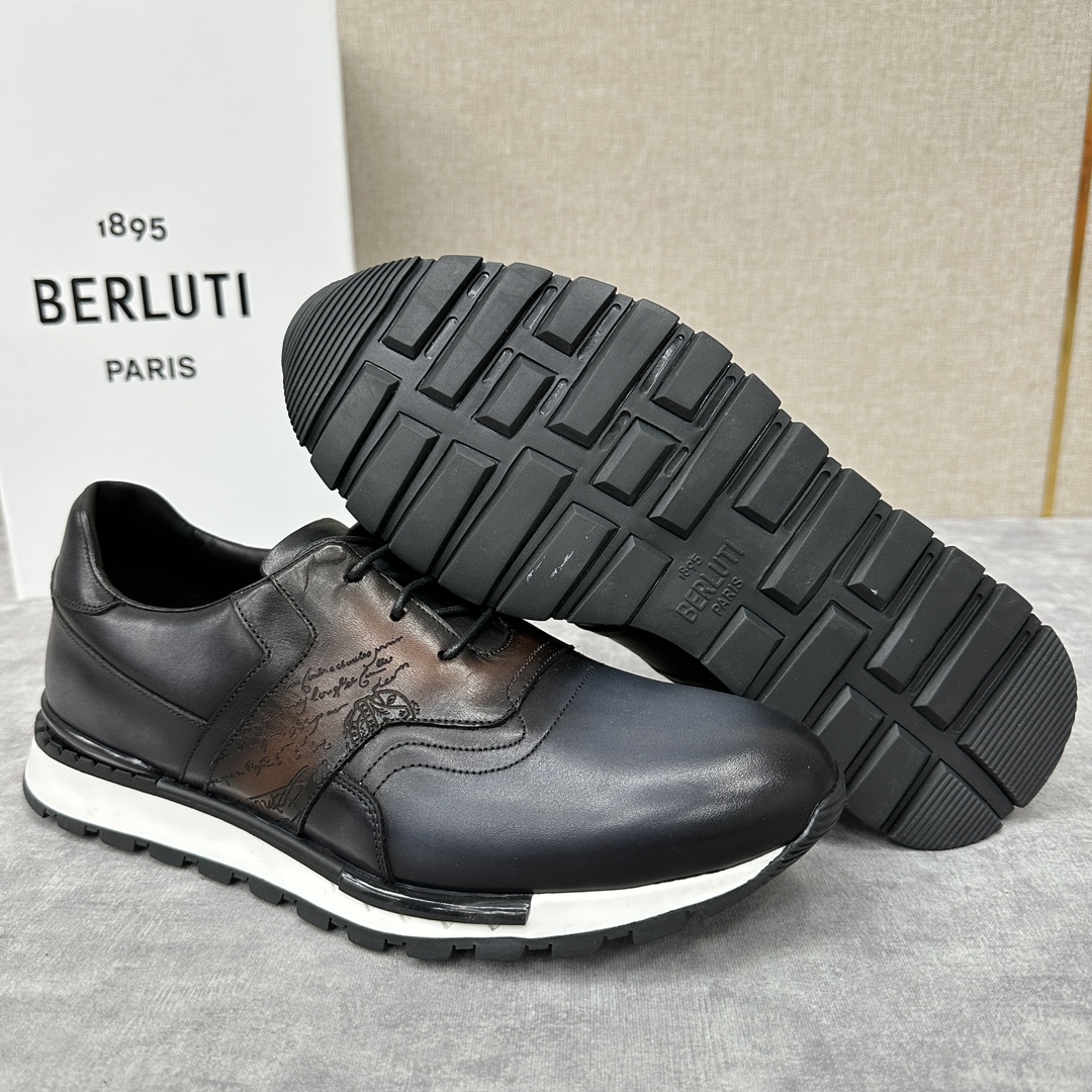 Berlut*布鲁提升级版第三代私模大底FastTrack皮革运动鞋官方11,200最新款男士休闲运动跑