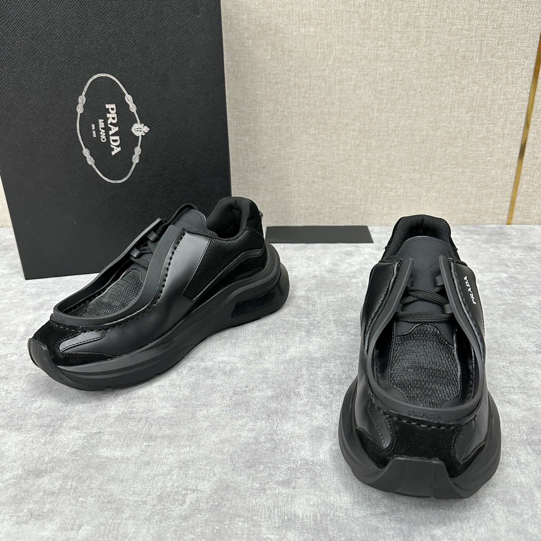 家RAD*普拉-达新品运动鞋官方11.700Systeme亮面皮革运动鞋结合Bike织物和麂皮元素可拆卸