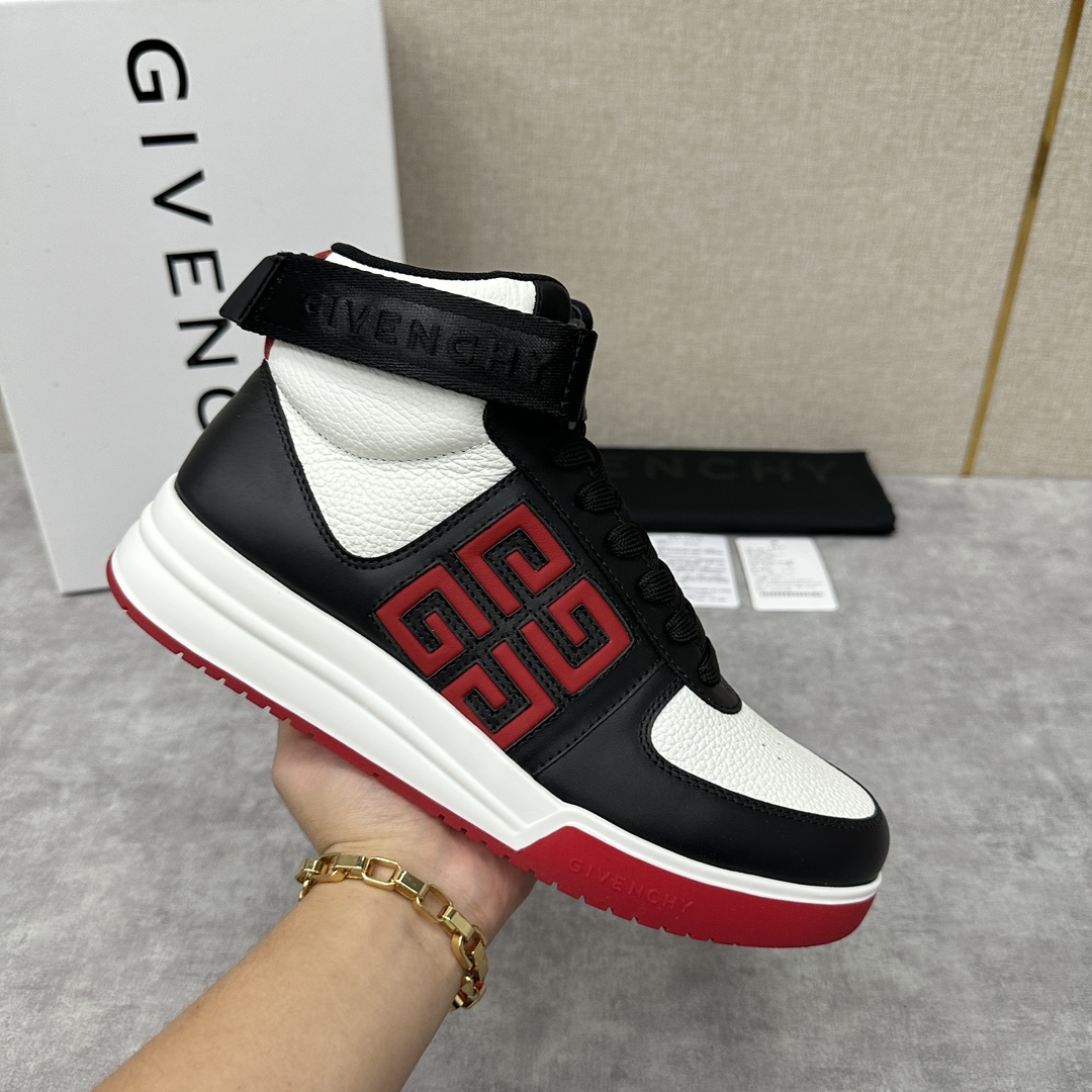 GVX新品GIVENCH*纪梵-希G4系列高帮运动鞋高帮靴官方5,890进口光滑牛皮系带拼接撞色设计踝部