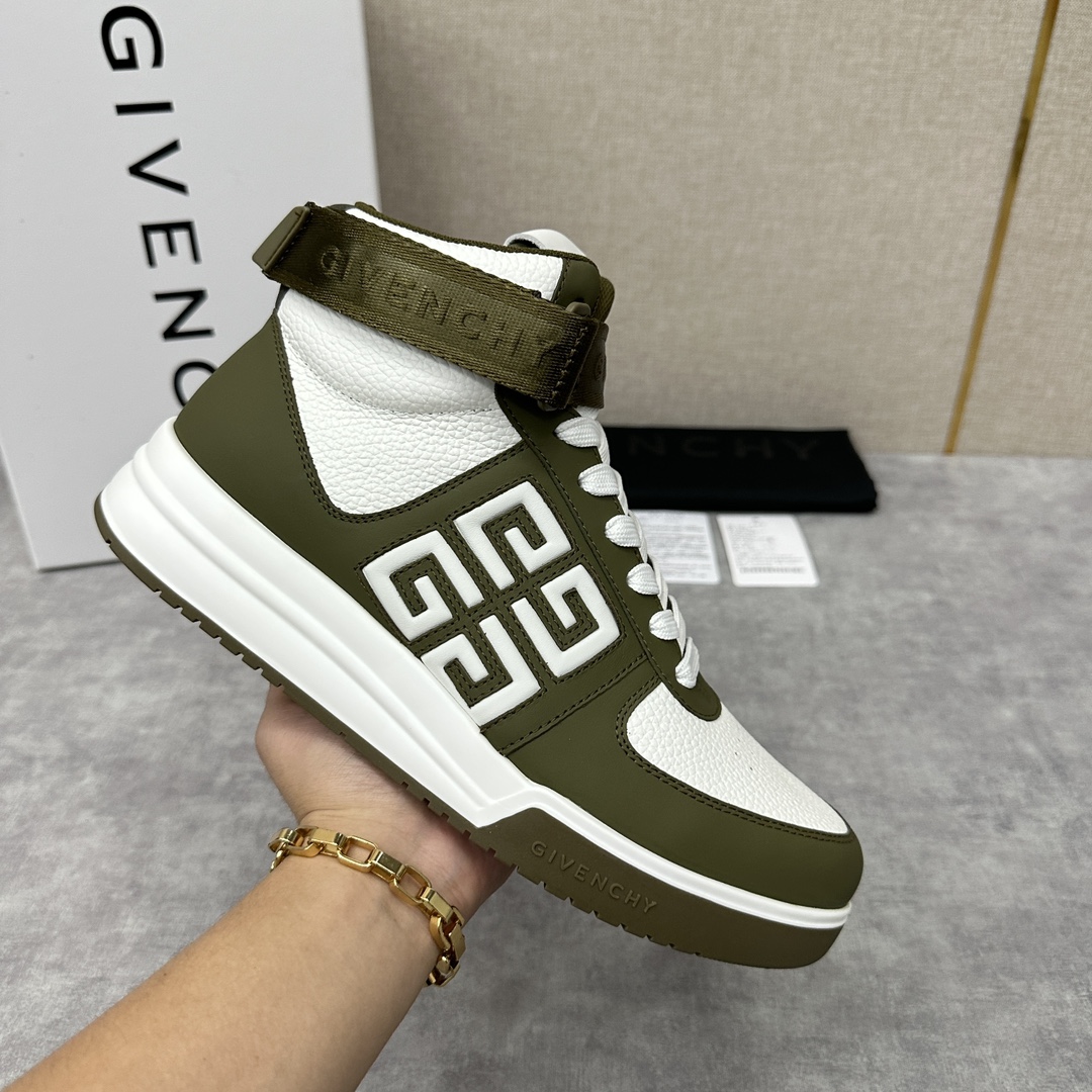 GVX新品GIVENCH*纪梵-希G4系列高帮运动鞋高帮靴官方5,890进口光滑牛皮系带拼接撞色设计踝部