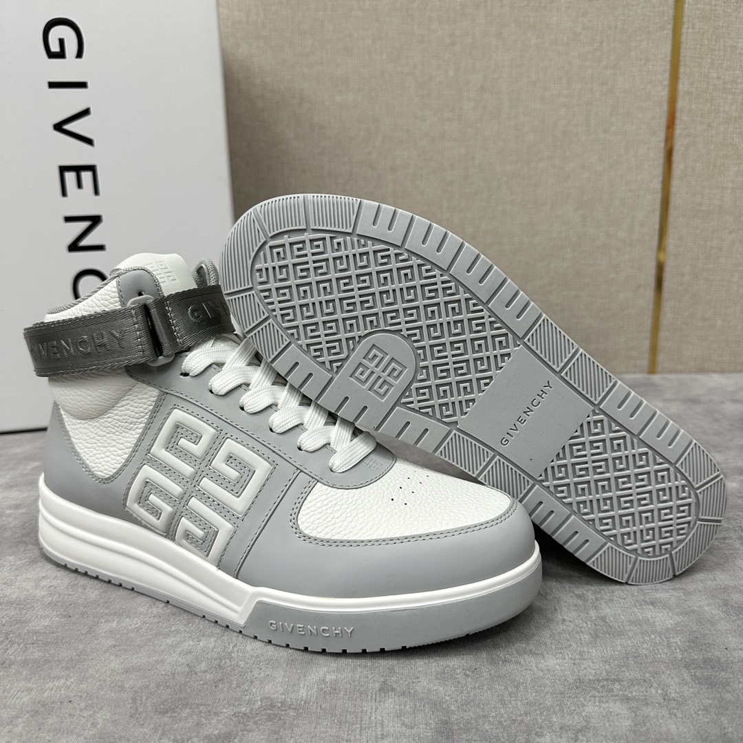 GVX新品GIVENCH*纪梵-希G4系列高帮运动鞋高帮靴官方5,890进口光滑牛皮系带拼接撞色设计踝部