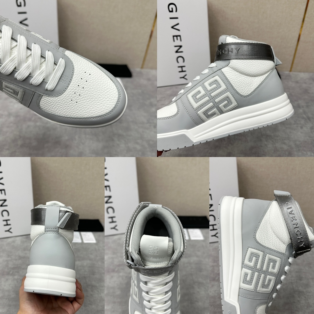 GVX新品GIVENCH*纪梵-希G4系列高帮运动鞋高帮靴官方5,890进口光滑牛皮系带拼接撞色设计踝部