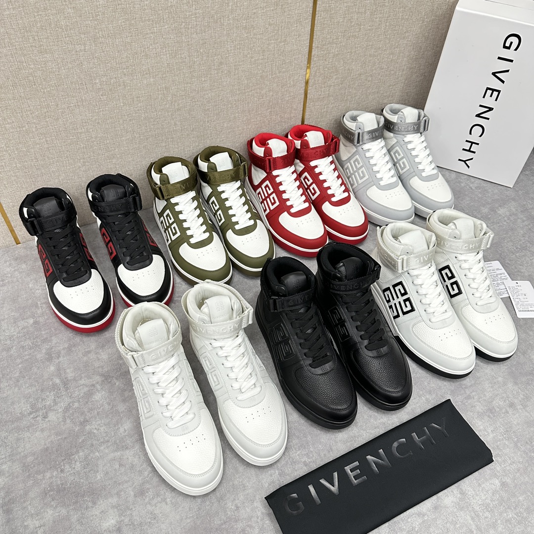 GVX新品GIVENCH*纪梵-希G4系列高帮运动鞋高帮靴官方5,890进口光滑牛皮系带拼接撞色设计踝部