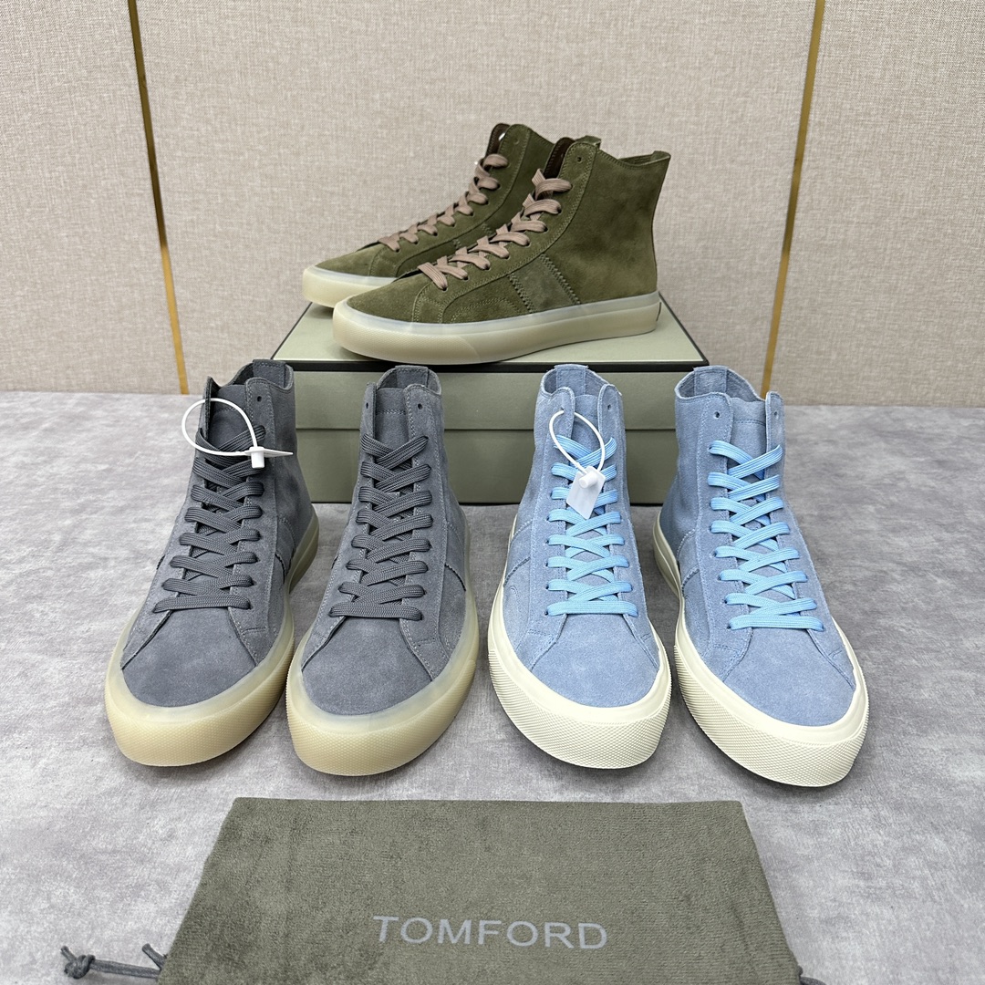 TF家新品运动鞋TOMFOR*汤姆福特Cambridge绒面皮高帮运动鞋采用绒面小牛皮拼接打造牛皮内里亲