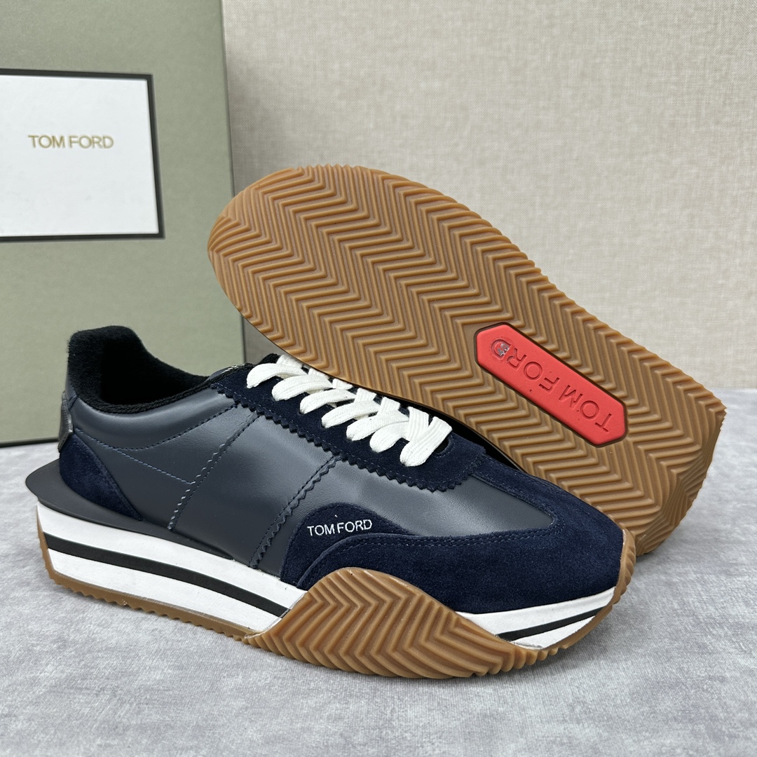 TF家新品TomFo*d汤姆-福特James绒面皮低帮运动鞋采用多种材质拼接撞色组成高科技运动防水布拼接