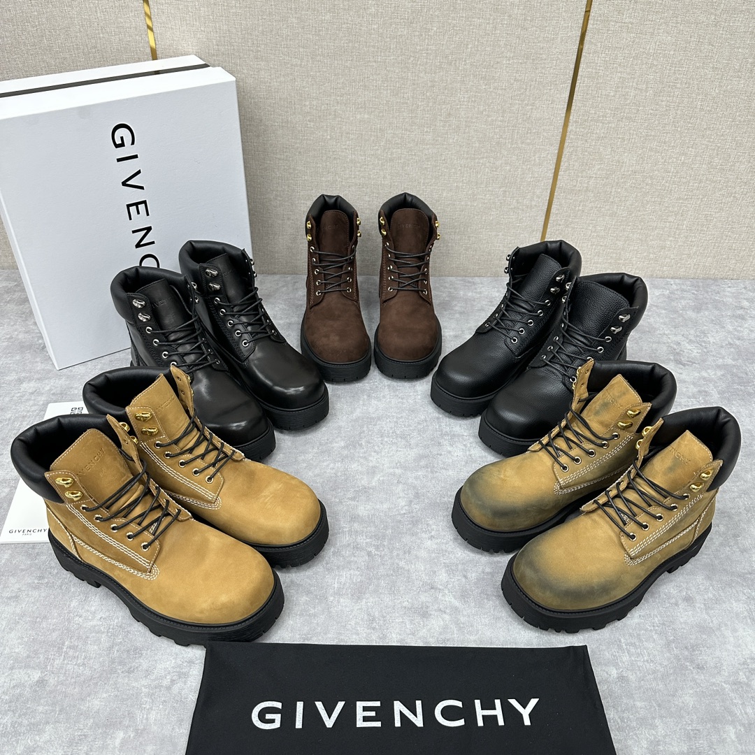 GVX纪梵-希GIVENCH*Show系列马丁靴秋冬新款战靴进口牛皮革短靴/做旧效果绒面皮革大黄靴采用进