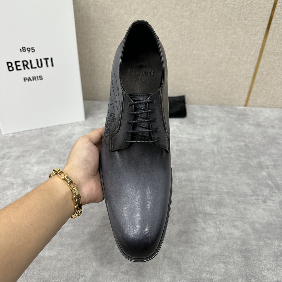 BERLUT*布鲁提NewAlessio皮革牛津鞋官方17,100男士厚底皮鞋此款男鞋鞋面采用进口皮胚手