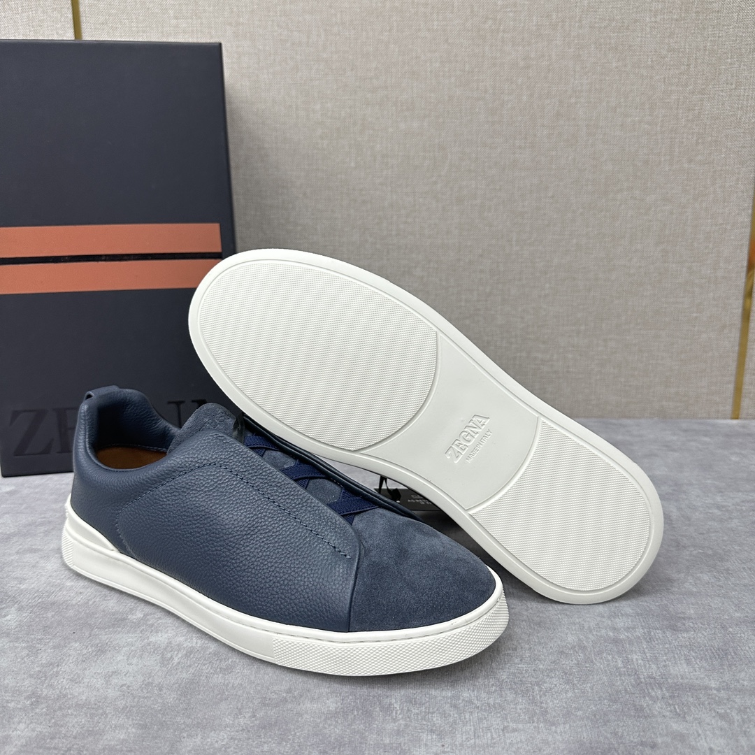 Zegn*/杰尼-亚休闲牛皮拼翻毛牛皮运动鞋TripleStitch系列是一款精致的休闲鞋履官方8,40