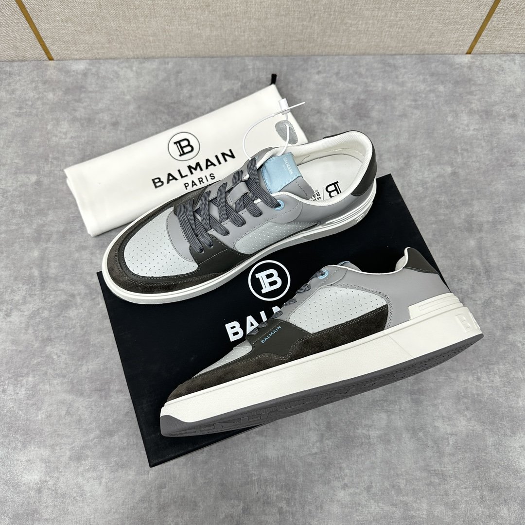 Balmai*巴尔-曼新品B-Skate拼接冲孔低帮休闲运动鞋多种材质拼接撞色设计采用进口小牛皮大小眼冲
