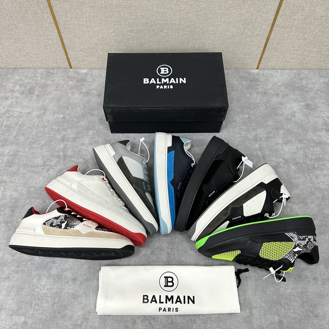 Balmai*巴尔-曼新品B-Skate拼接冲孔低帮休闲运动鞋多种材质拼接撞色设计采用进口小牛皮大小眼冲