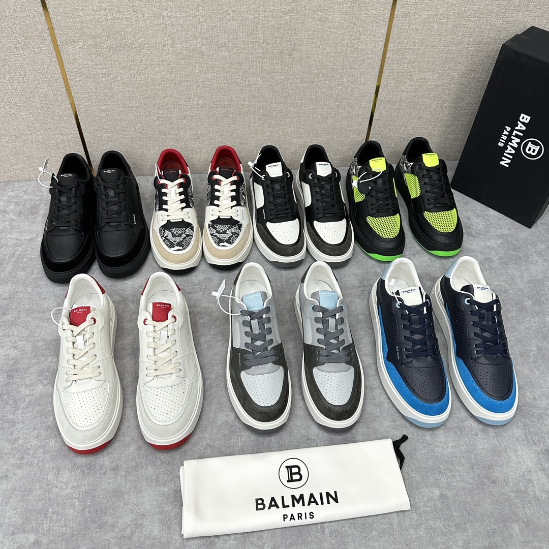 Balmai*巴尔-曼新品B-Skate拼接冲孔低帮休闲运动鞋多种材质拼接撞色设计采用进口小牛皮大小眼冲