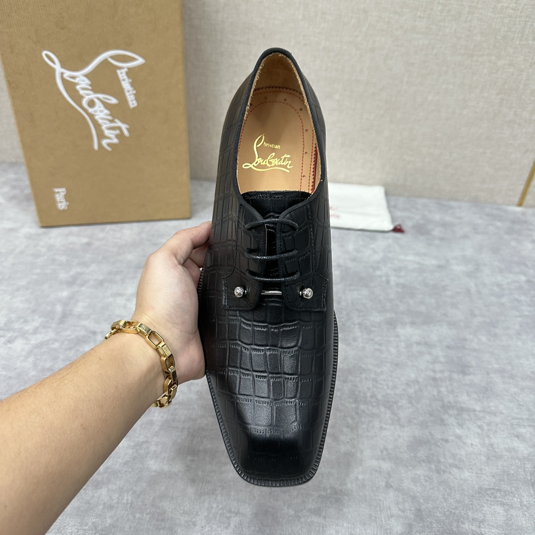 CL新品正装鞋皮鞋Christia*Loubouti*红底鞋GREGGO男士牛津鞋官方采用进口牛皮/亮面