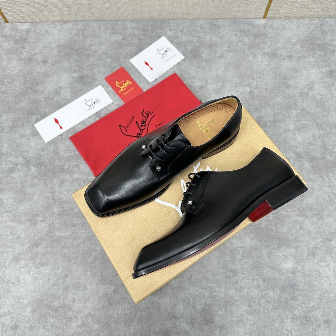 CL新品正装鞋皮鞋Christia*Loubouti*红底鞋GREGGO男士牛津鞋官方采用进口牛皮/亮面