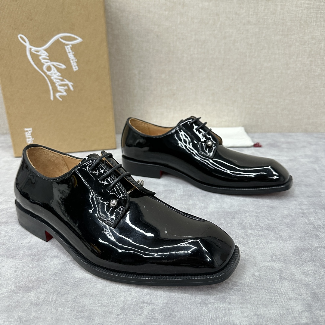 CL新品正装鞋皮鞋Christia*Loubouti*红底鞋GREGGO男士牛津鞋官方采用进口牛皮/亮面