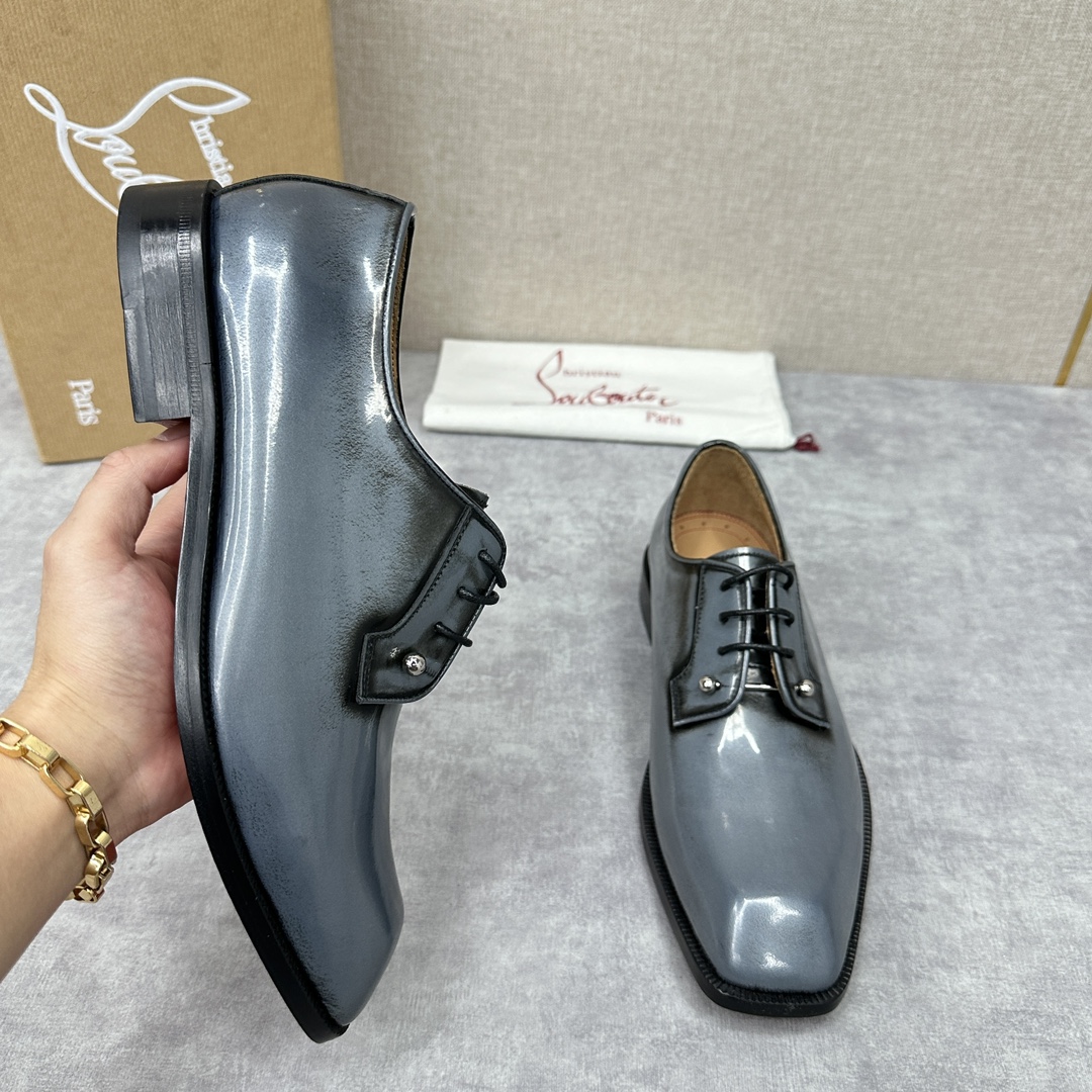 CL新品正装鞋皮鞋Christia*Loubouti*红底鞋GREGGO男士牛津鞋官方采用进口牛皮/亮面