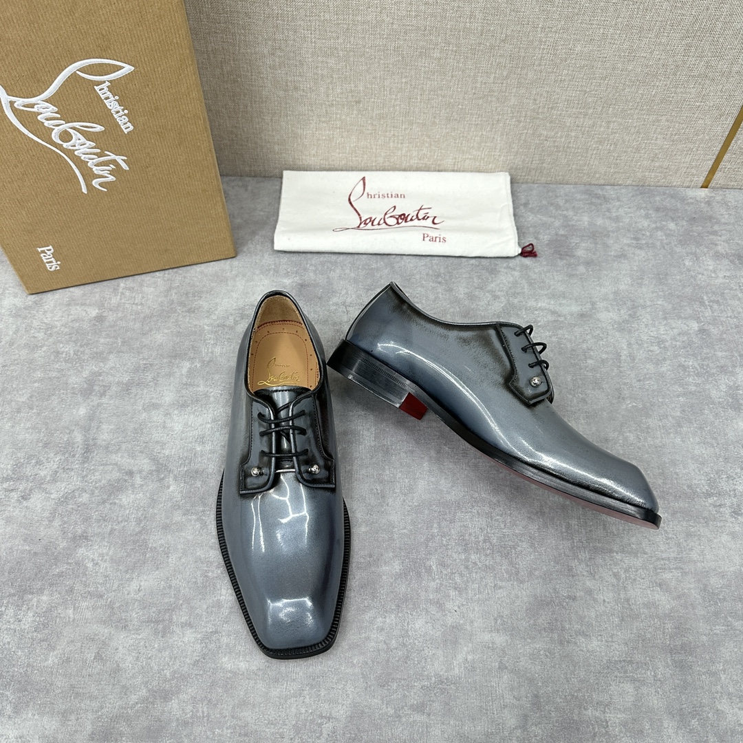 CL新品正装鞋皮鞋Christia*Loubouti*红底鞋GREGGO男士牛津鞋官方采用进口牛皮/亮面