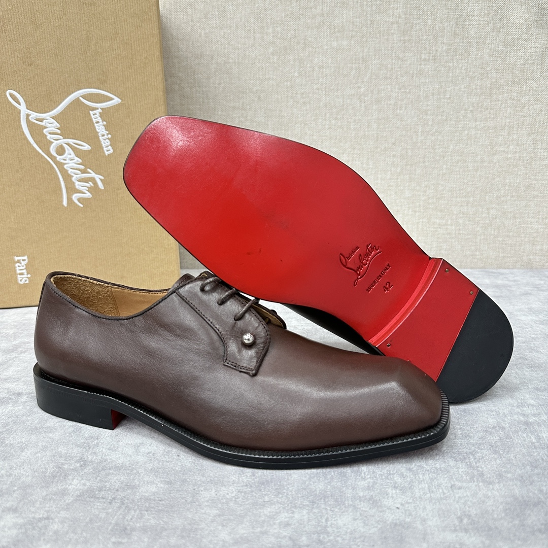 CL新品正装鞋皮鞋Christia*Loubouti*红底鞋GREGGO男士牛津鞋官方采用进口牛皮/亮面