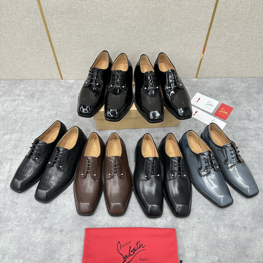 CL新品正装鞋皮鞋Christia*Loubouti*红底鞋GREGGO男士牛津鞋官方采用进口牛皮/亮面