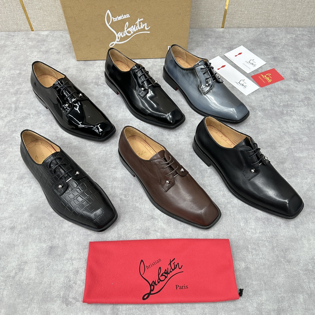 CL新品正装鞋皮鞋Christia*Loubouti*红底鞋GREGGO男士牛津鞋官方采用进口牛皮/亮面